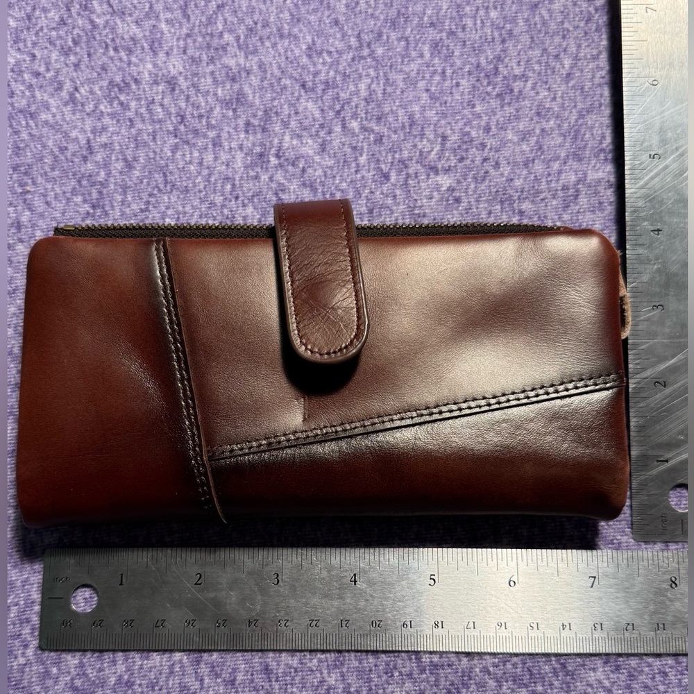 Brown Leather Zip Wallet